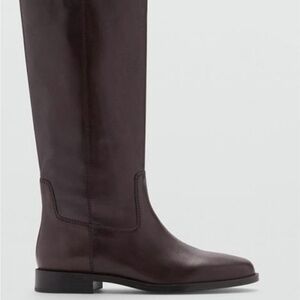 MNG by Mango Dark Brown Leather Heeled Boots